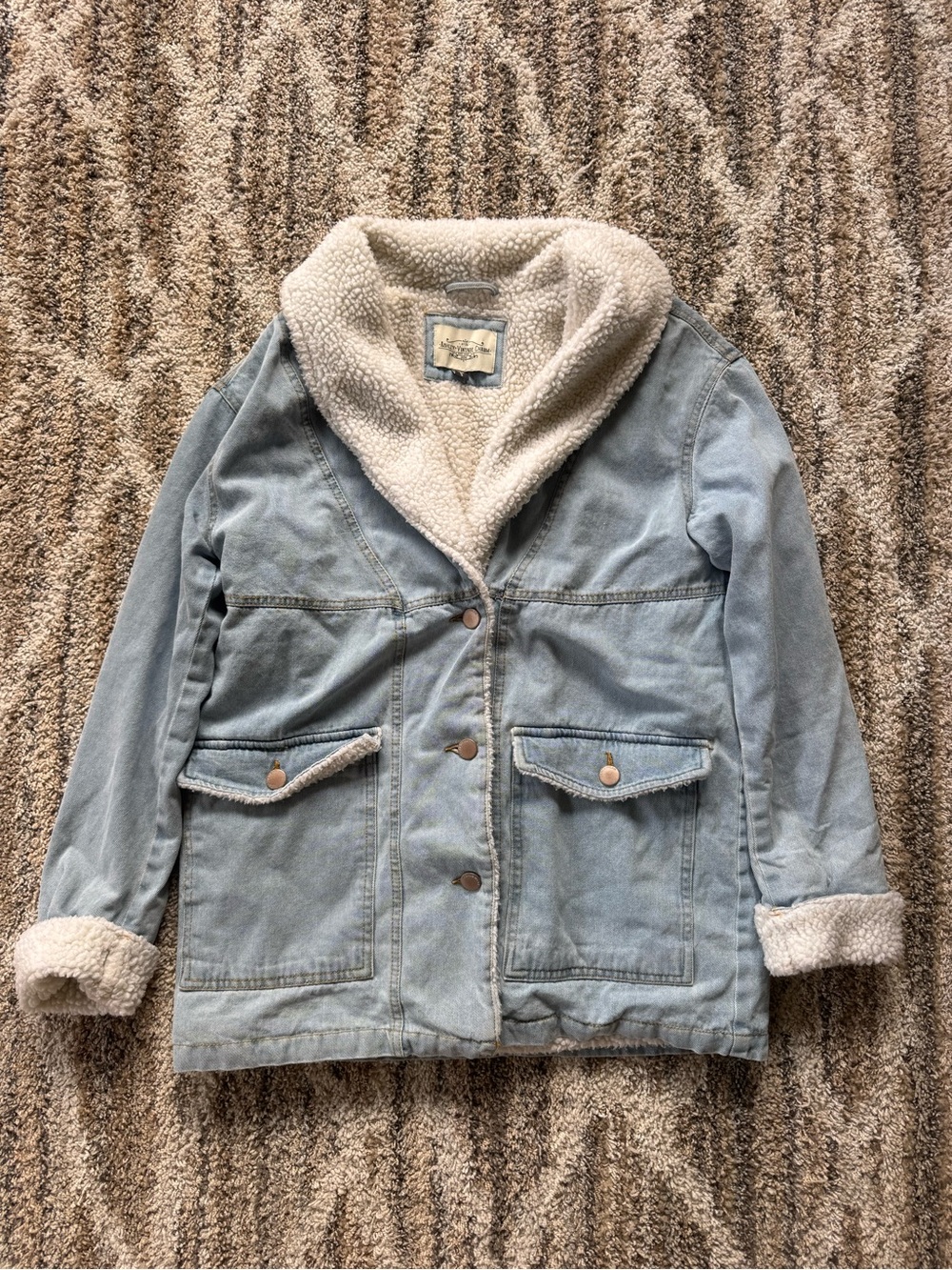 Ashley Vintage Charm Sherpa Denim Jacket Size Small